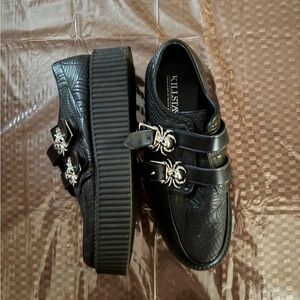 Killstar Black Platform Shoes with Spider Accents